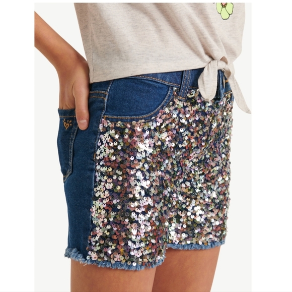 Justice Highrise Midi Sequin Shorts Girls - Picture 2 of 9